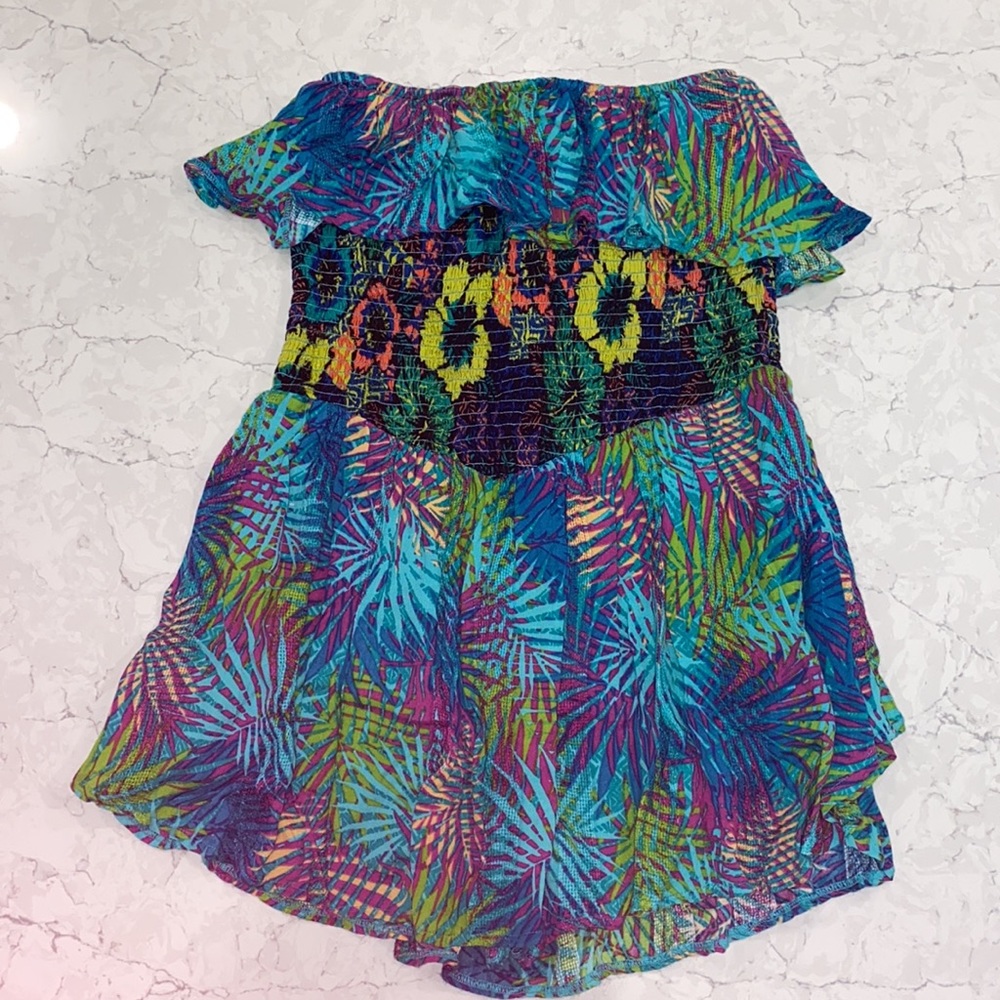 Floral strapless dress with built in shorts 💚 - Picture 3 of 6